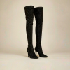 black stretch suede over-the-knee boots