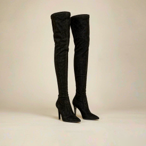 Amara Over-the-Knee Boots black stretch suede over-the-knee boots
