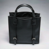 black pebbled leather large structured tote bag