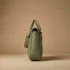 sage green smooth leather baguette shoulder bag