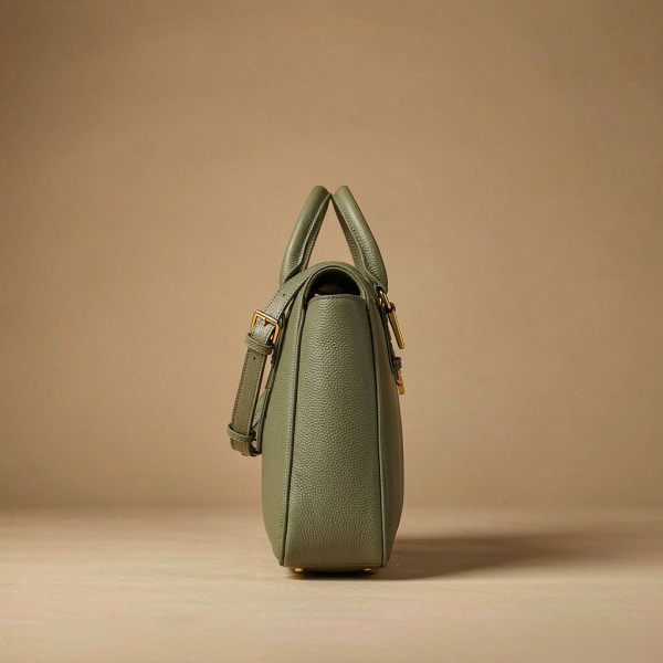 Cassine Baguette Shoulder Bag sage green smooth leather baguette shoulder bag