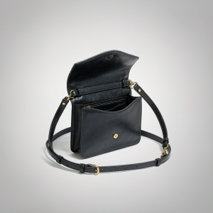 black smooth leather mini crossbody bag