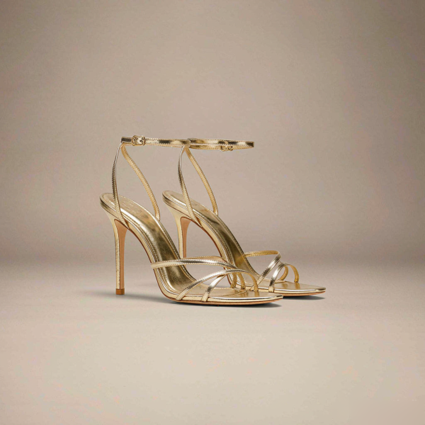 Selene Metallic Strappy Sandals metallic gold strappy heeled sandals