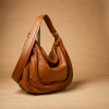 caramel soft-grain leather hobo shoulder bag